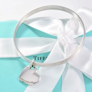 Vintage Tiffany & Co. Triple Wire Heart Tag Bangle Bracelet .925 Silver – 7.5”